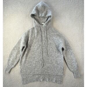 Ganni Hoodie Sweater Womens Small Mohair Wool Blend Gray Long Sleeve